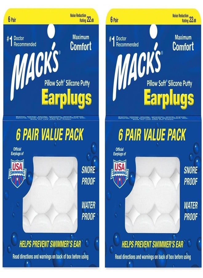 Mack's Pillow Soft Silicone Earplugs - 6 Pair, Value Pack of 2 – The Original Moldable Silicone Putty Ear Plugs for Sleeping, Snoring, Swimming, Travel, Concerts and Studying | Made in USA - Image 1